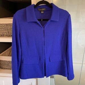 St. John Royal Blue Knit Zip-Front Blazer